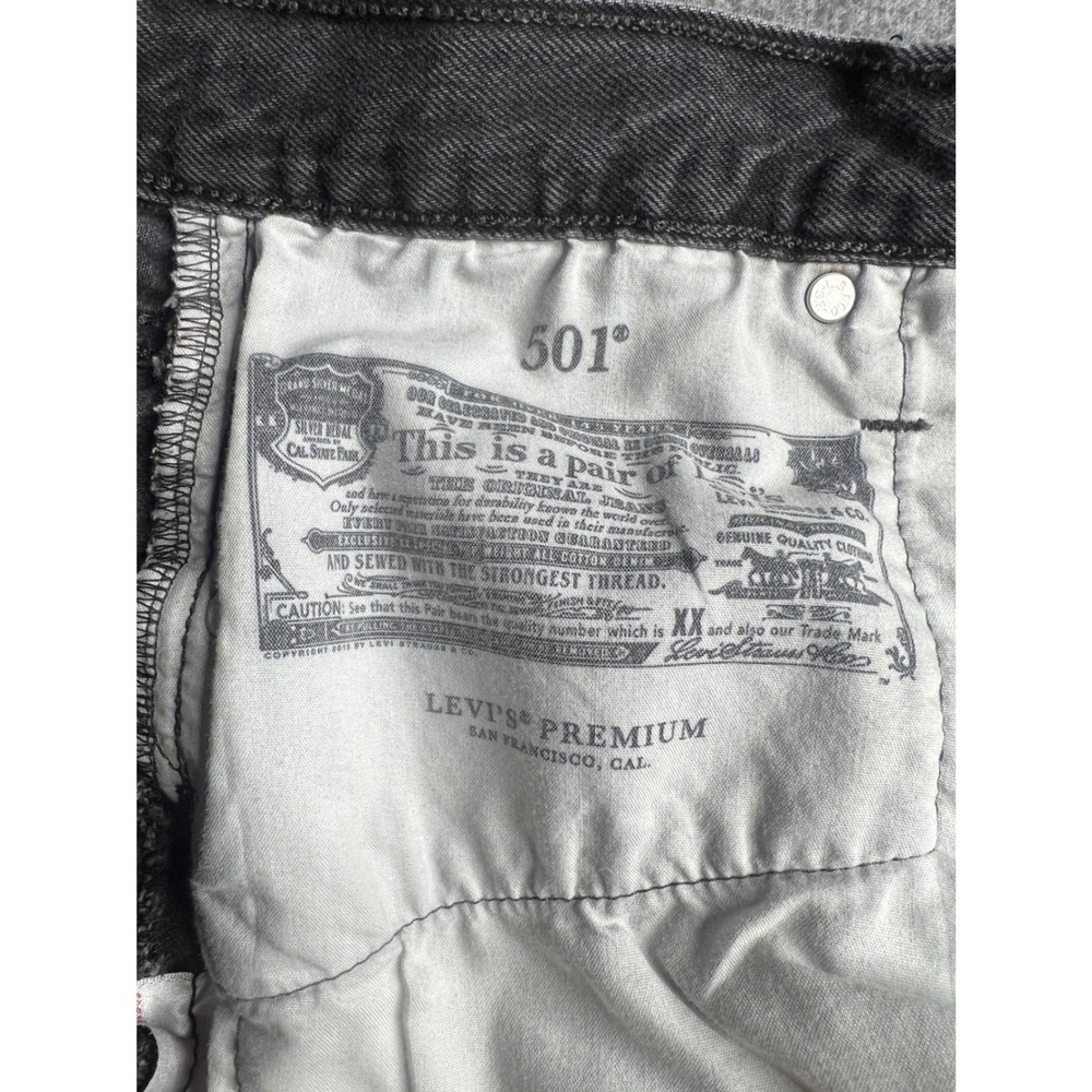 Levis Premium 501 Original Cutoff Shorts Womens 26 Black Distressed High Rise - Picture 9 of 15